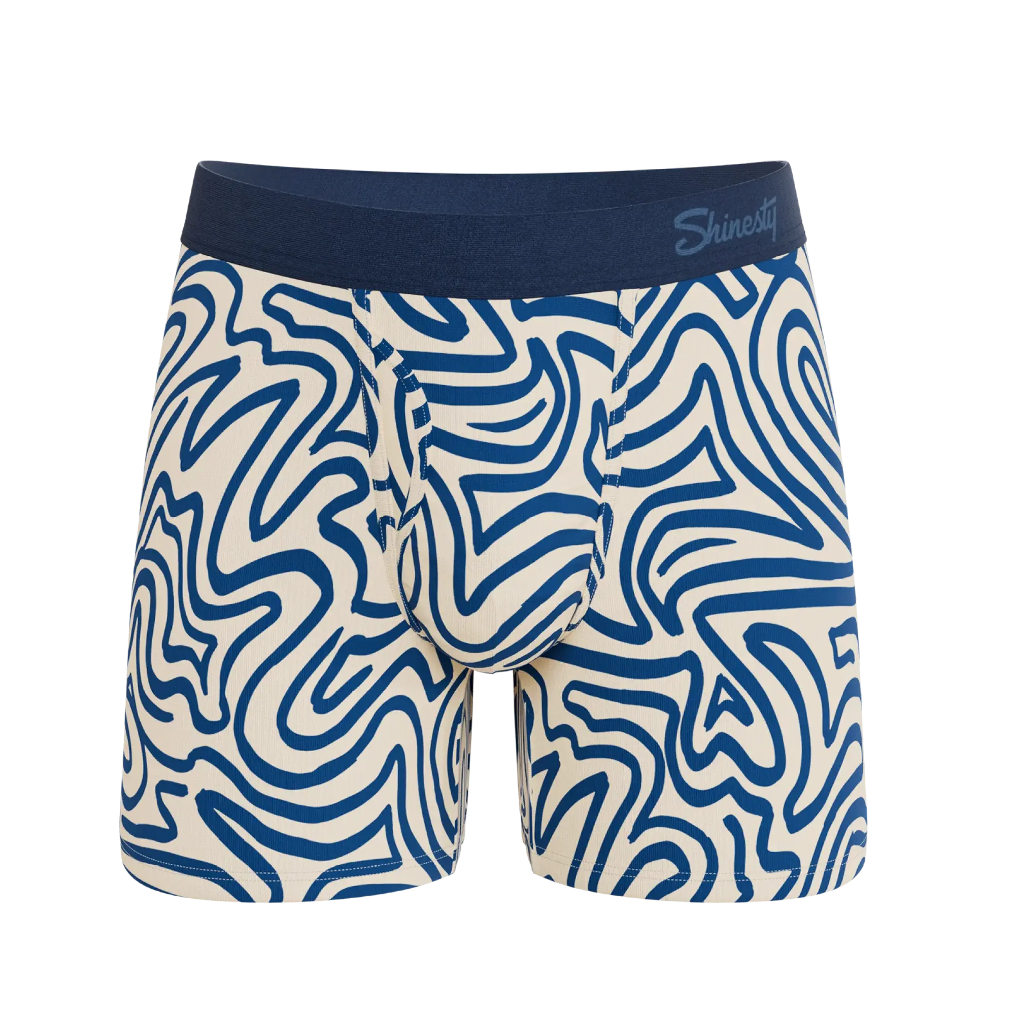 The Rio Grande | Abstract Navy Line Ball Hammock® Pouch Underwear With Fly - Shinesty - Flyclothing LLC