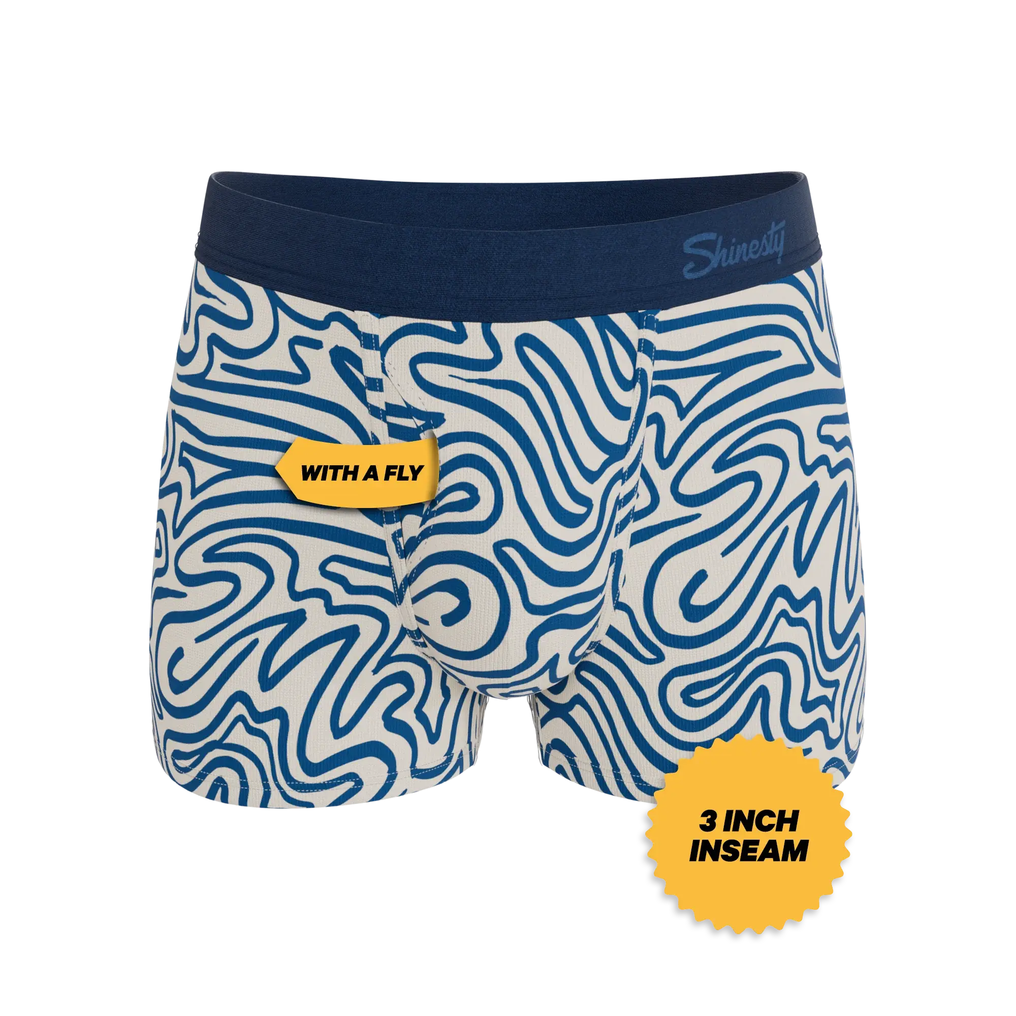 The Rio Grande | Abstract Navy Line Ball Hammock® Pouch Trunks Underwear - Shinesty - Flyclothing LLC