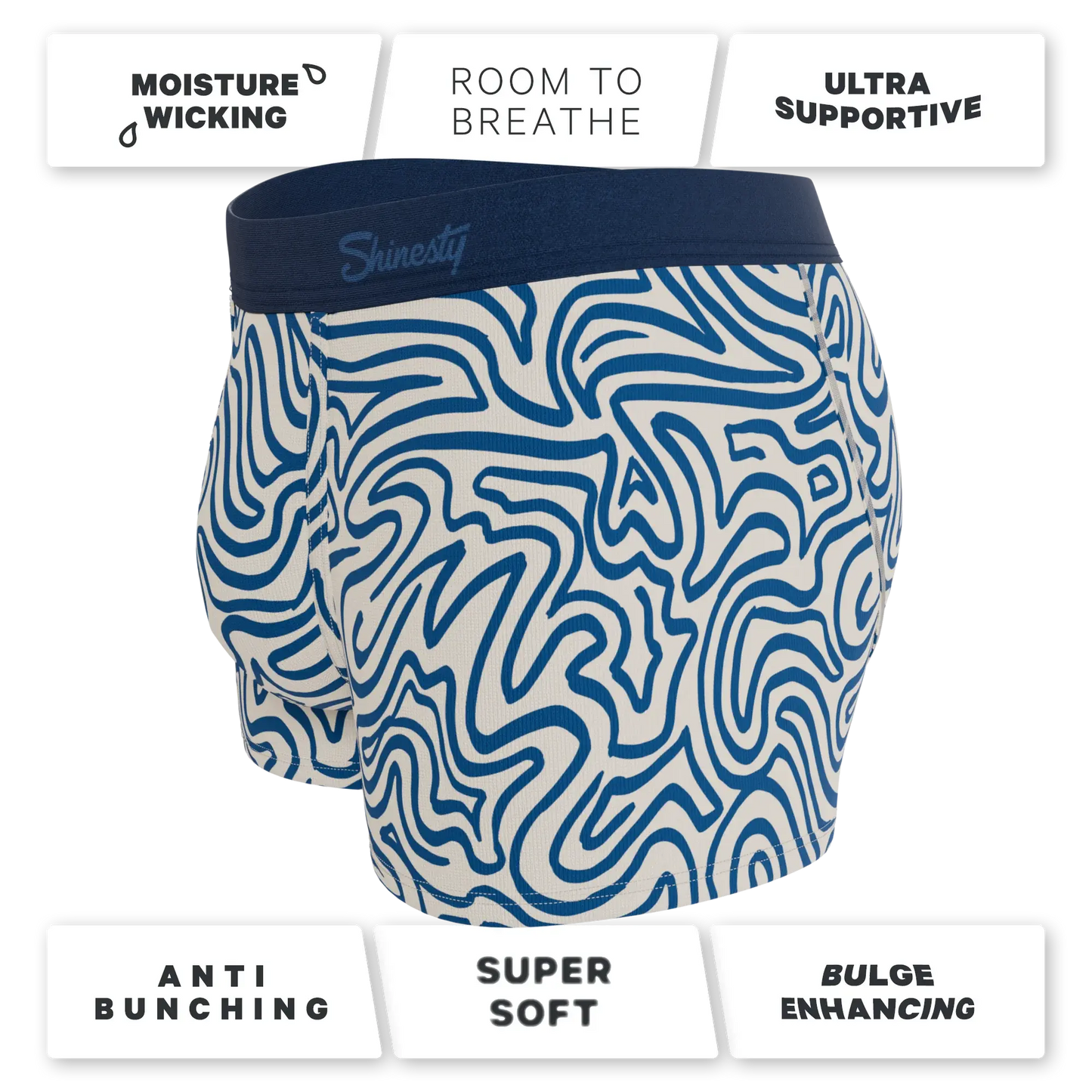 The Rio Grande | Abstract Navy Line Ball Hammock® Pouch Trunks Underwear - Shinesty - Flyclothing LLC