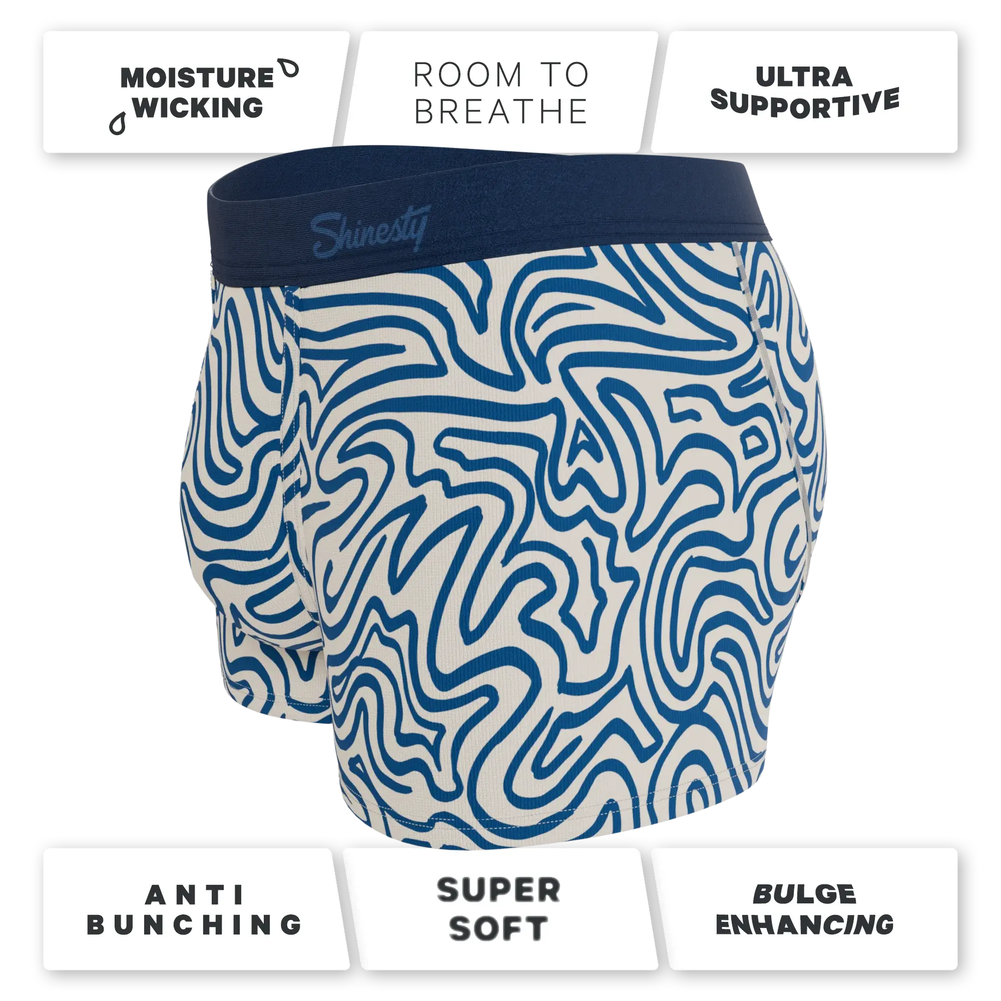 The Rio Grande | Abstract Navy Line Ball Hammock® Pouch Trunks Underwear - Shinesty - Flyclothing LLC