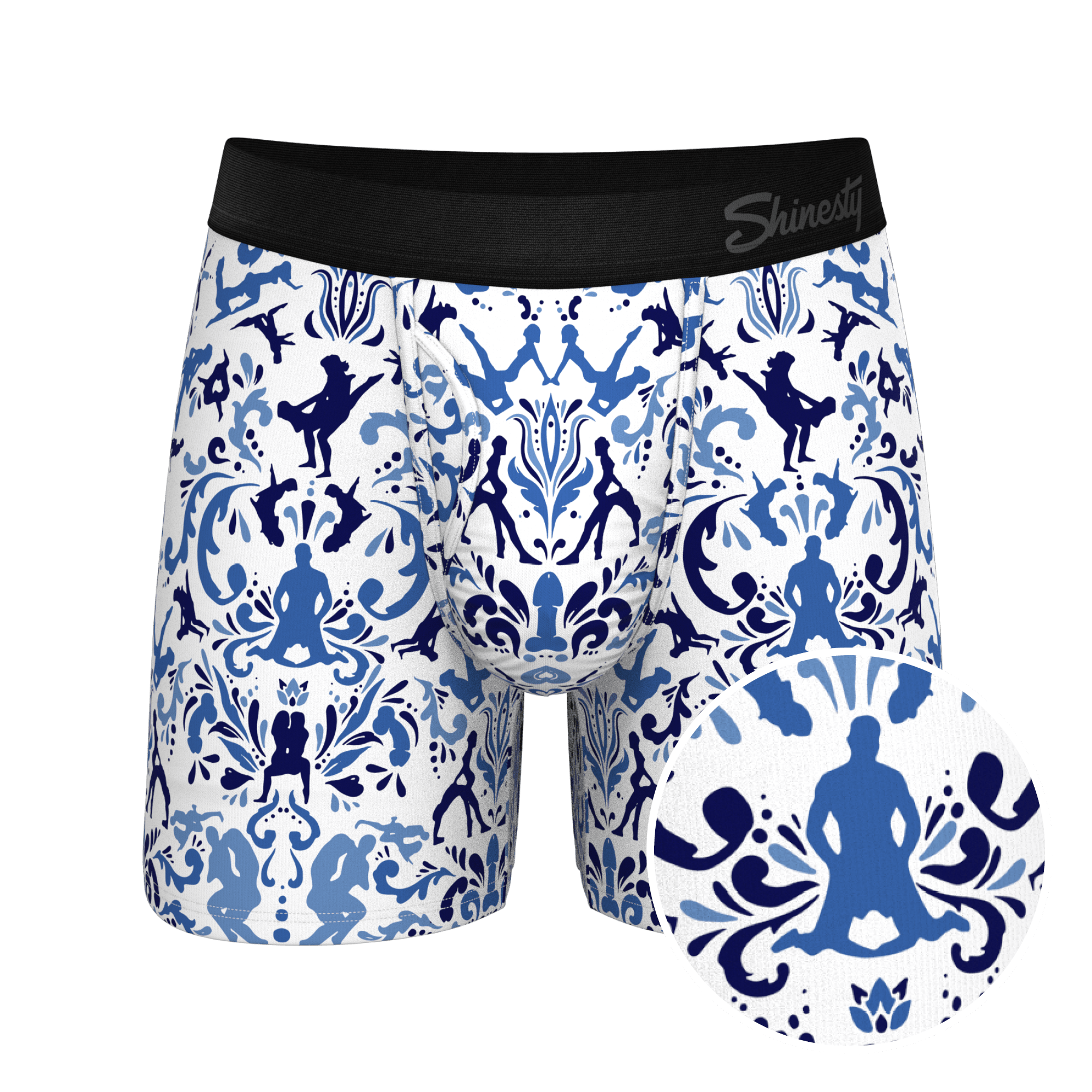 The Risqué Rorschach  | Blue Willow Ball Hammock® Pouch Underwear With Fly - Shinesty