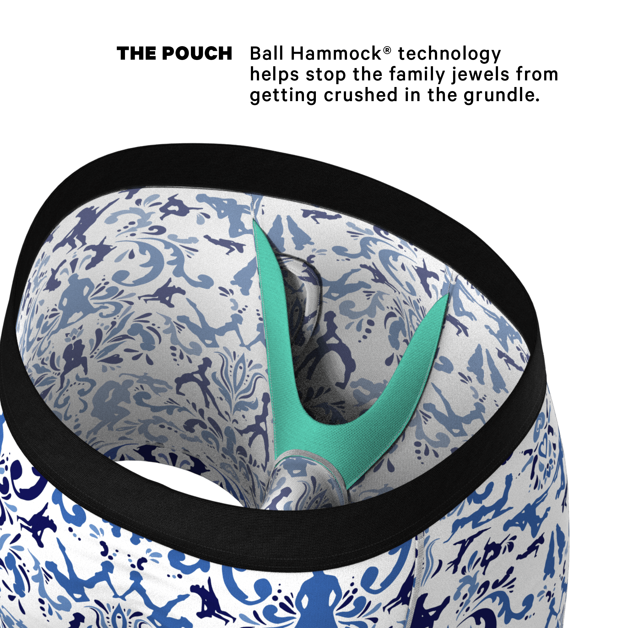 The Risqué Rorschach  | Blue Willow Ball Hammock® Pouch Underwear With Fly - Shinesty