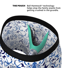 The Risqué Rorschach  | Blue Willow Ball Hammock® Pouch Underwear With Fly - Shinesty