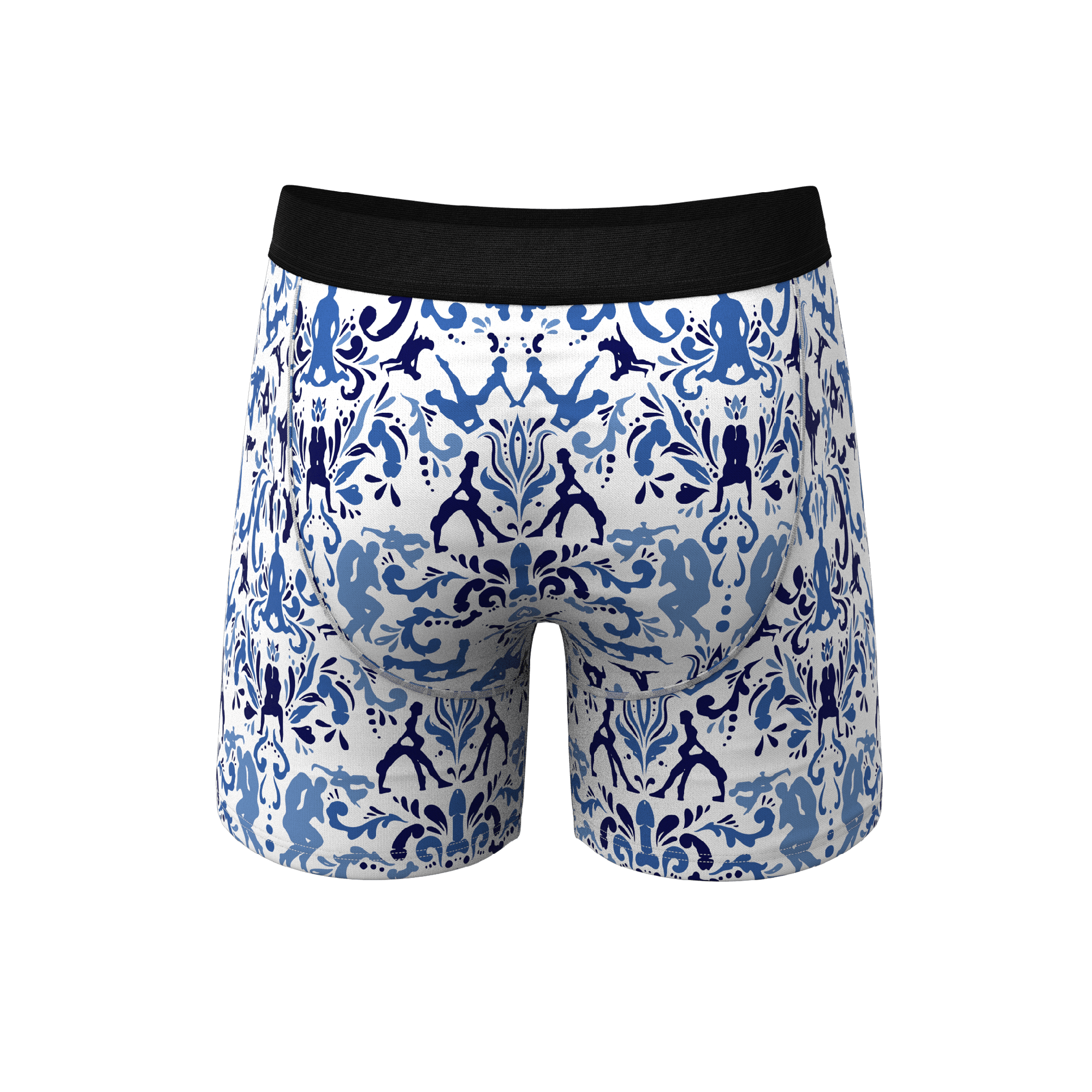 The Risqué Rorschach  | Blue Willow Ball Hammock® Pouch Underwear With Fly - Shinesty