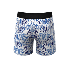 The Risqué Rorschach  | Blue Willow Ball Hammock® Pouch Underwear With Fly - Shinesty