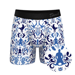 The Risqué Rorschach  | Blue Willow Ball Hammock® Pouch Underwear With Fly - Shinesty