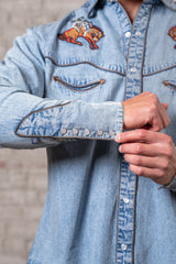 Rockmount Ranch Wear Men's Denim Iconic Bronc Embroidery Western Shirt - Rockmount Clothing - Flyclothing LLC