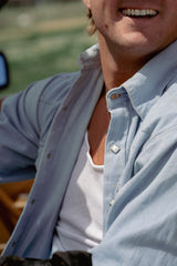 Rockmount Ranch Wear Men's Stonewashed Denim Sawtooth Western Shirt in Sky Blue - Rockmount Clothing - Flyclothing LLC