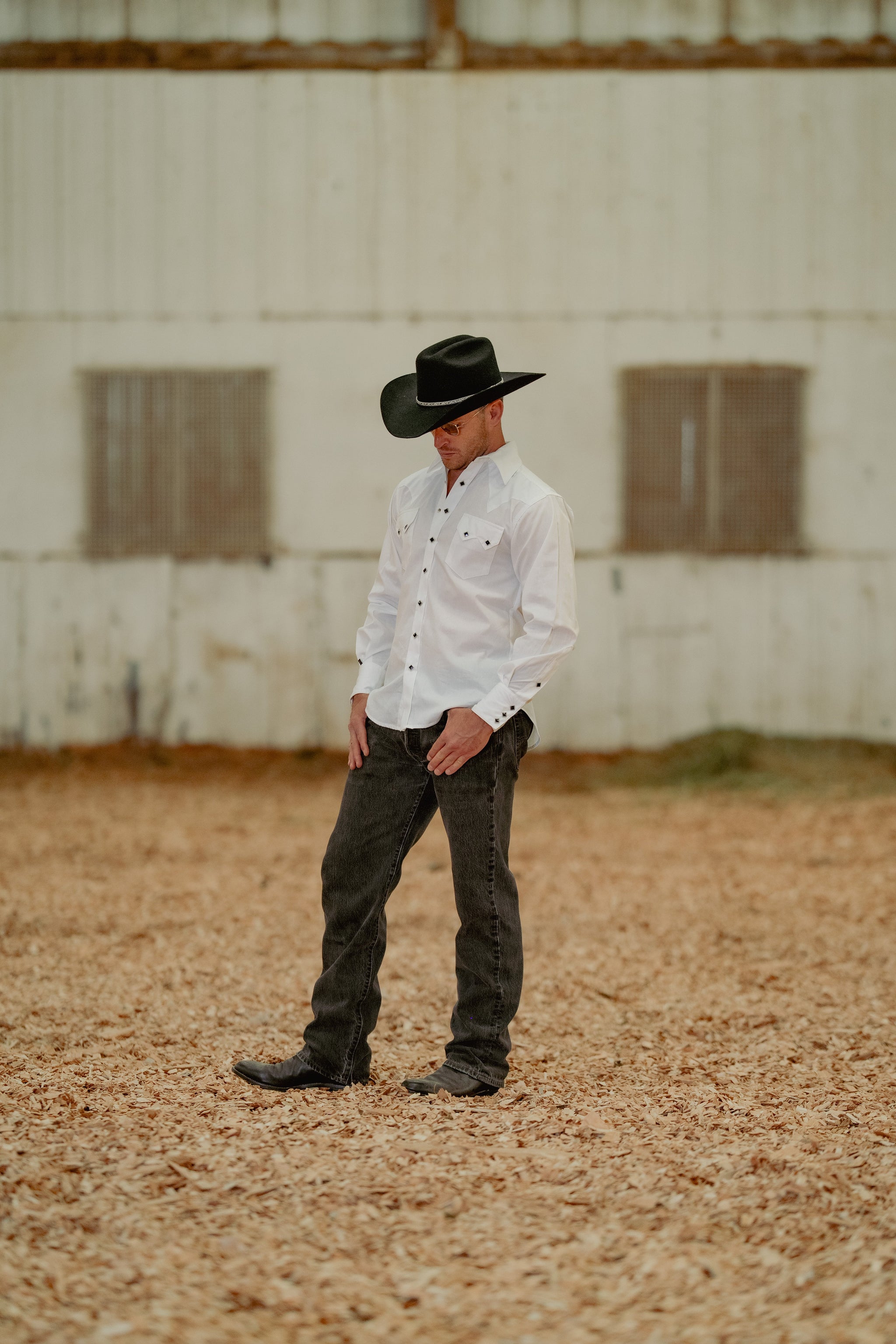 Rockmount Ranch Wear Men's Classic Pima Cotton Solid White Western Shirt with Black Snaps - Rockmount Clothing - Flyclothing LLC