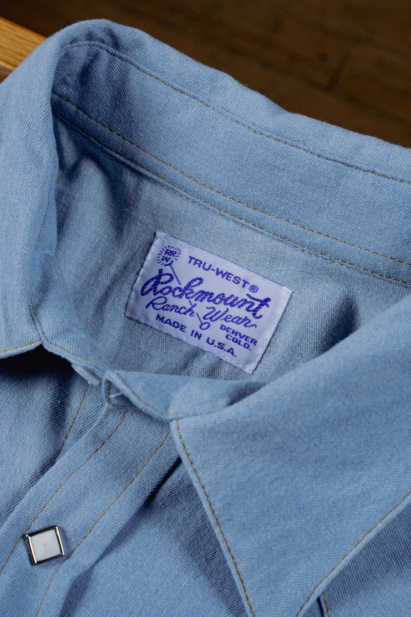 Rockmount Ranch Wear Men's Stonewashed Denim Sawtooth Western Shirt in Sky Blue - Rockmount Clothing - Flyclothing LLC