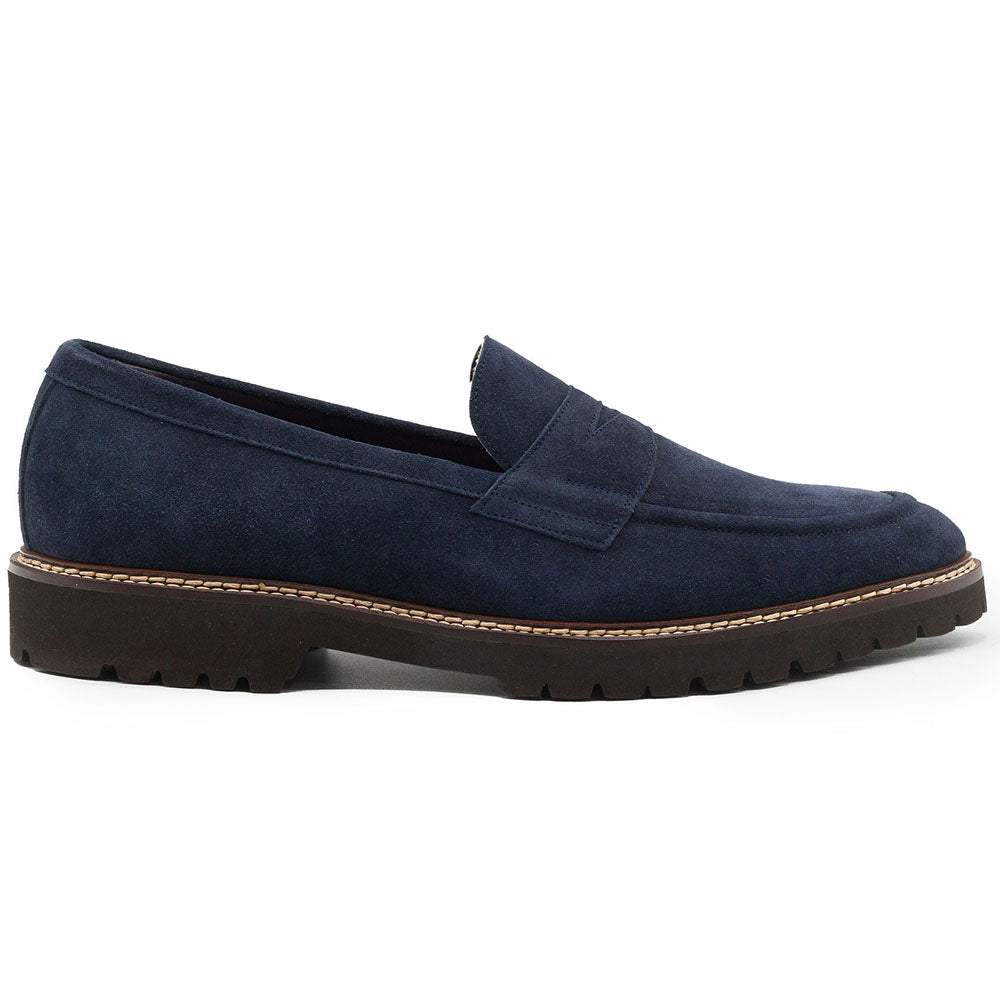 16-657-NVY ROMA Italian Suede Penny Loafers Navy - Zelli Italia - Flyclothing LLC