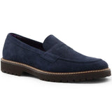16-657-NVY ROMA Italian Suede Penny Loafers Navy - Zelli Italia - Flyclothing LLC