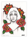 Black Market Art Company Rose Girl Print
