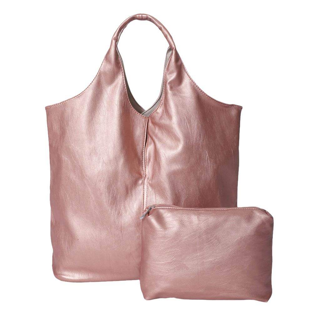 2PCS Reversible Metallic Tote and Pouch Bags - Madeline Love - Flyclothing LLC