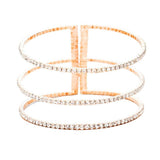 3Row Split Layer Round Crystal Detail Cuff Evening Bracelet - Madeline Love - Flyclothing LLC