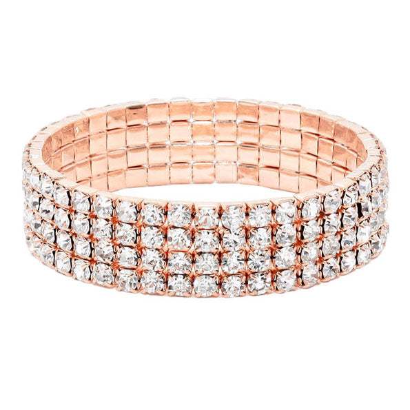 4Rows Rhinestone Stretch Evening Bracelet - Madeline Love - Flyclothing LLC