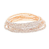 6PCS - Rhinestone Multi Layered Stretch Evening Bracelets - Madeline Love - Flyclothing LLC