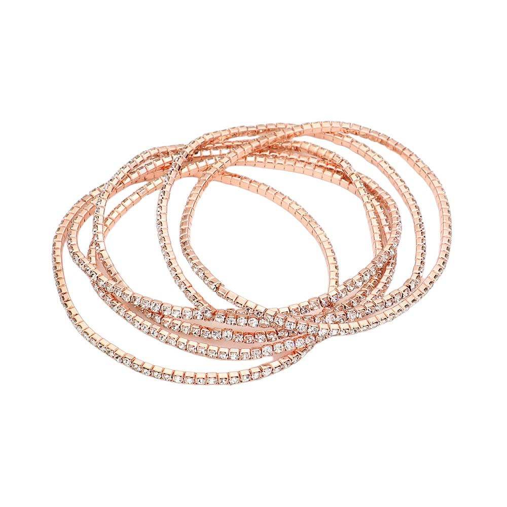 6PCS Rhinestone Multi Layered Stretch Evening Bracelets - Madeline Love - Flyclothing LLC