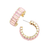 Baguette Stone Cluster Hoop Evening Earrings - Madeline Love - Flyclothing LLC