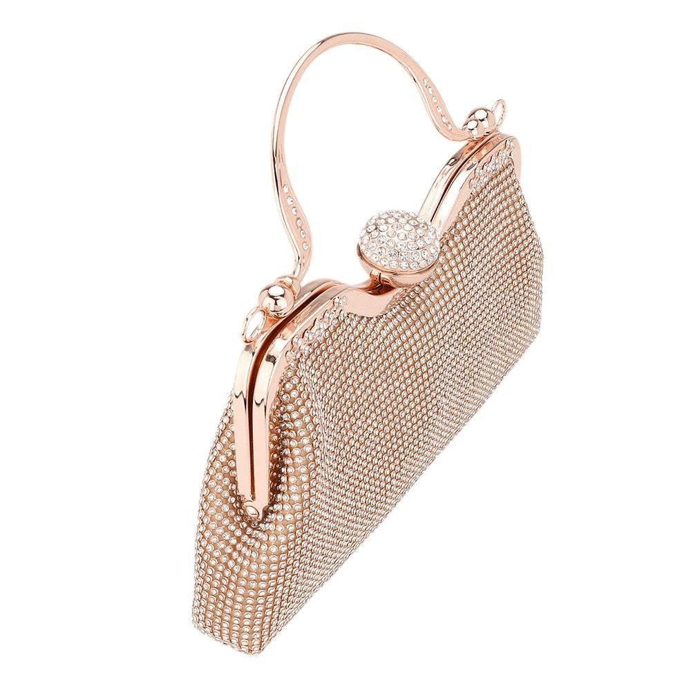 Bling Rhinestone Mesh Top Handle Evening Bag Crossbody Bag - Madeline Love - Flyclothing LLC