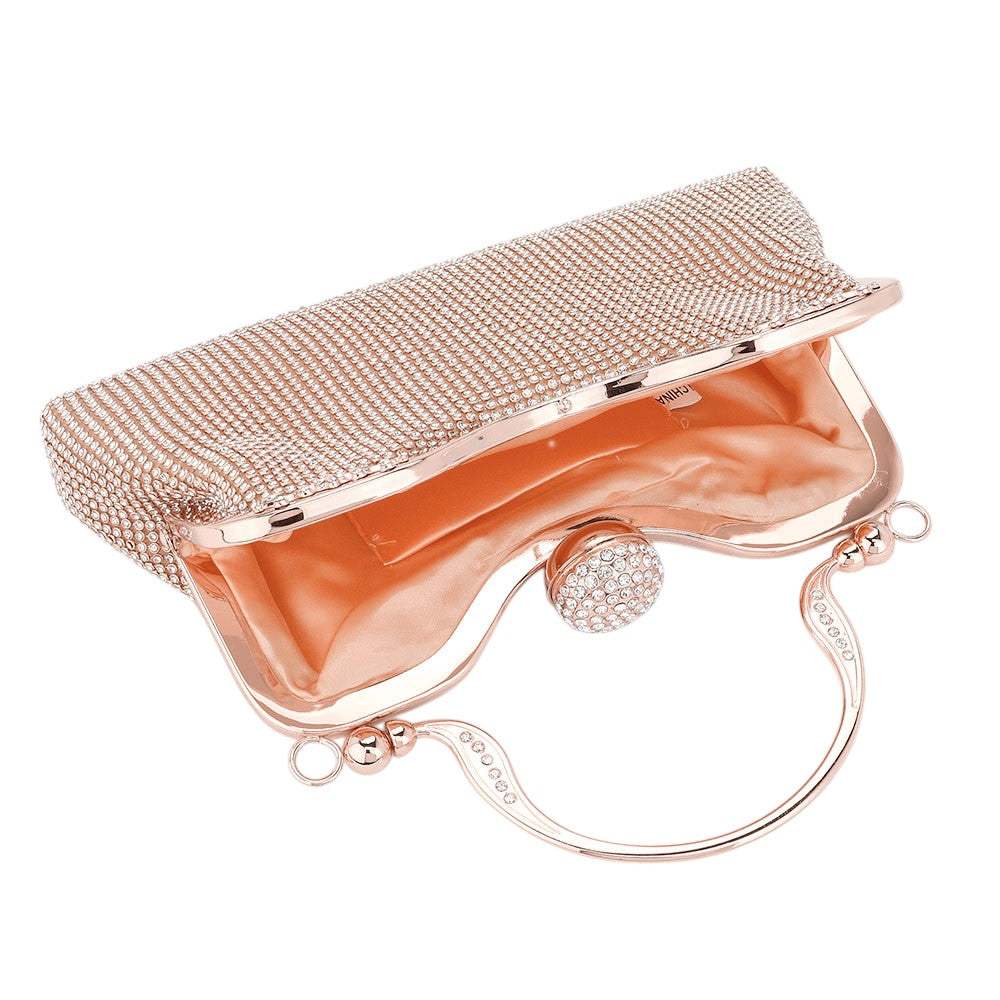 Bling Rhinestone Mesh Top Handle Evening Bag Crossbody Bag - Madeline Love - Flyclothing LLC