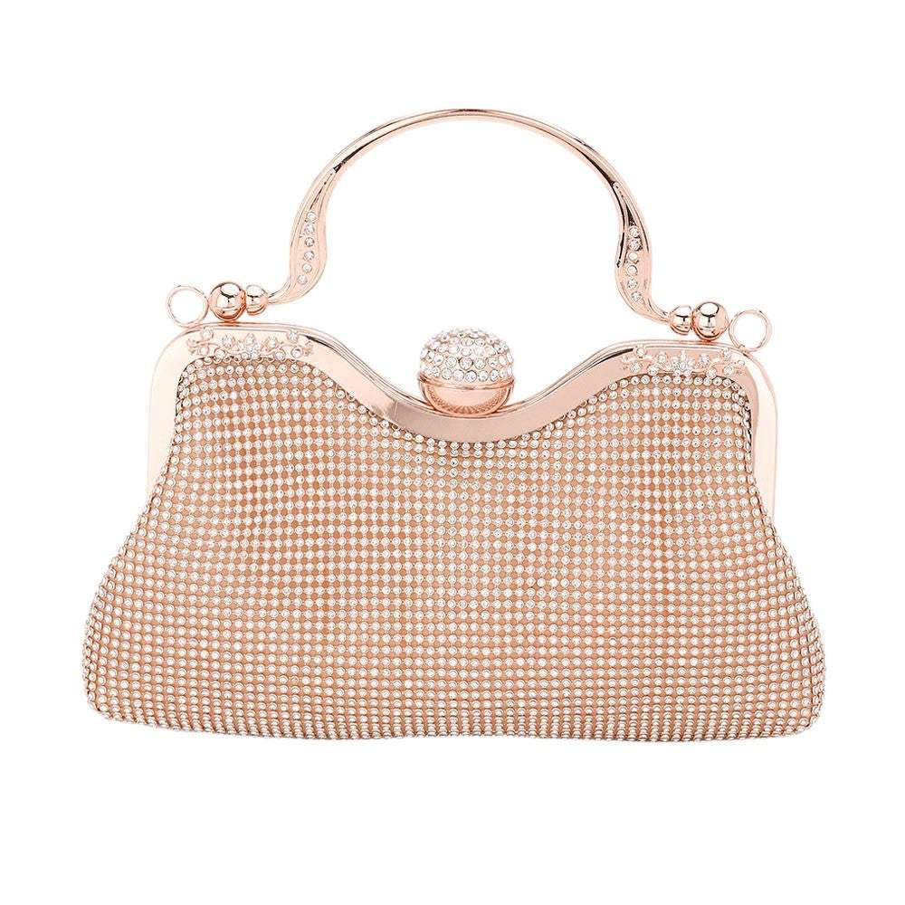 Bling Rhinestone Mesh Top Handle Evening Bag Crossbody Bag - Madeline Love - Flyclothing LLC