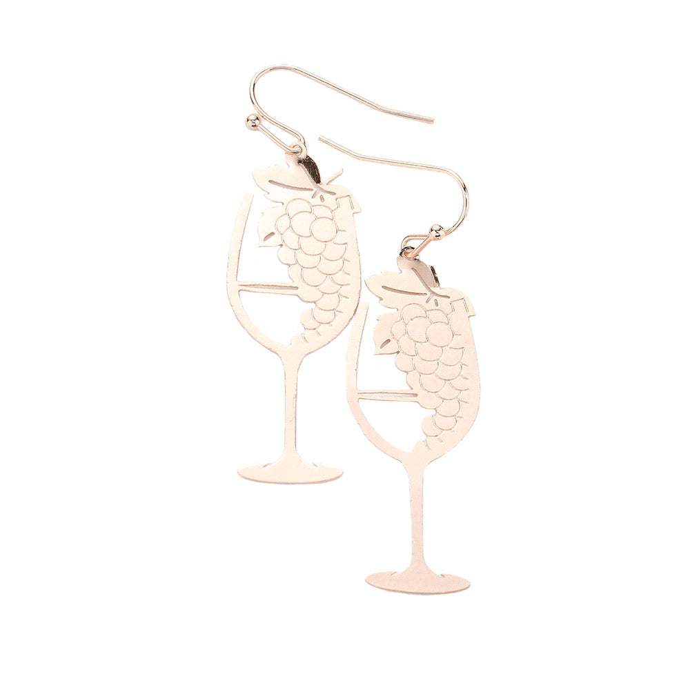 Brass Metal Grape Champagne Dangle Earrings - Madeline Love - Flyclothing LLC