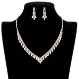 Crystal Rhinestone Pave Necklace Earring Set - Madeline Love - Flyclothing LLC