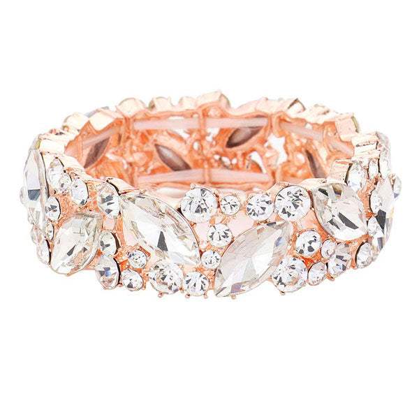 Crystal Glass Marquise Evening Stretch Bracelet - Madeline Love - Flyclothing LLC