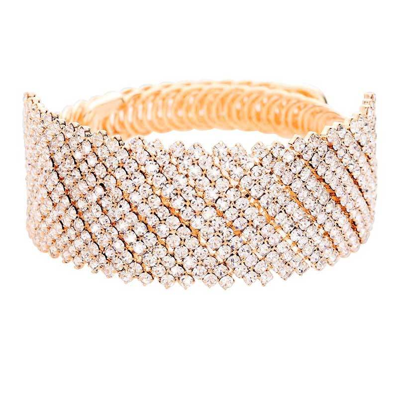 Crystal Rhinestone Adjustable Evening Bracelet - Madeline Love - Flyclothing LLC