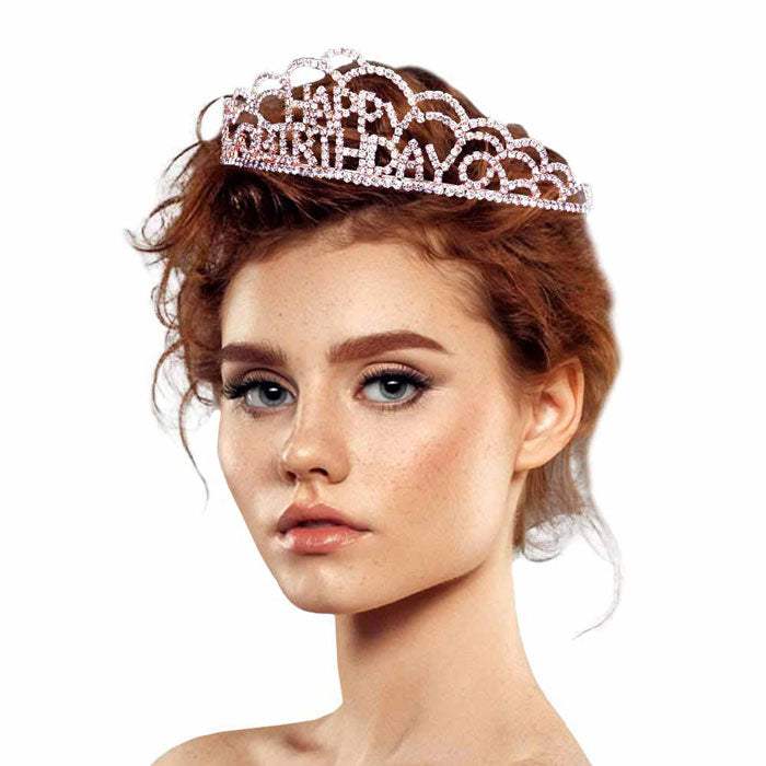 Crystal Rhinestone Happy Birthday Party Tiara - Madeline Love - Flyclothing LLC