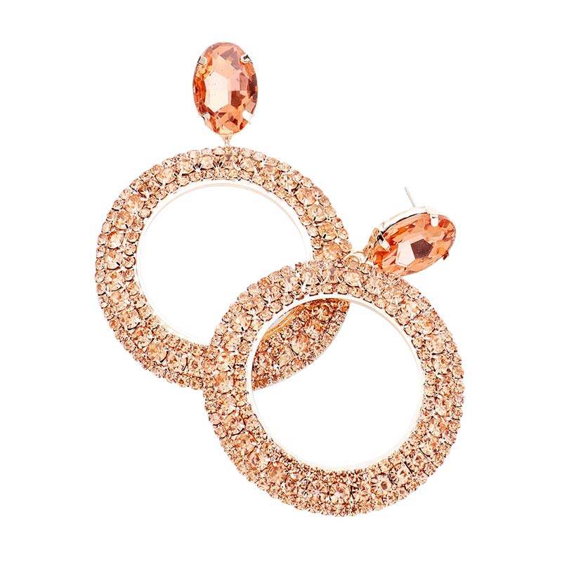 Crystal Rhinestone Open Circle Dangle Evening Earrings - Madeline Love - Flyclothing LLC
