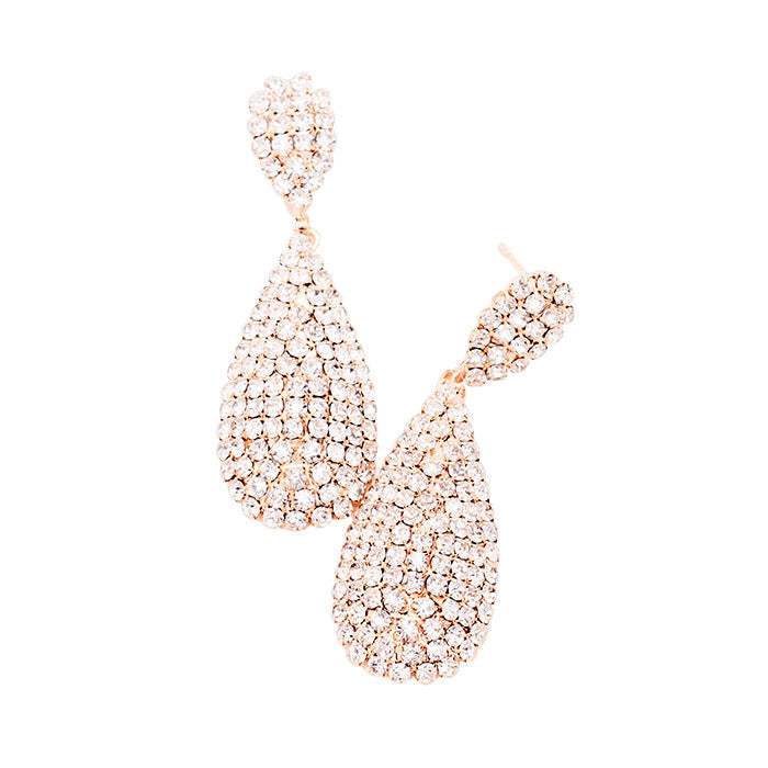 Crystal Rhinestone Teardrop Evening Earrings - Madeline Love - Flyclothing LLC