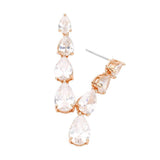 CZ Teardrop Link Dangle Evening Earrings - Madeline Love - Flyclothing LLC
