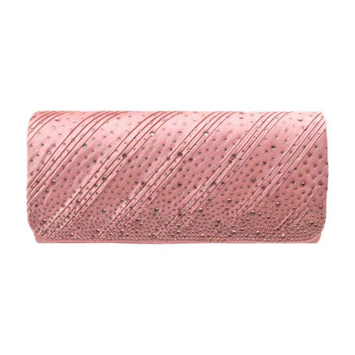 Diagonal Line Detailed Bling Evening Clutch Crossbody Bag - Madeline Love - Flyclothing LLC