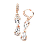 Double Teardrop Stone Link Dangle Lever Back Evening Earrings - Madeline Love - Flyclothing LLC