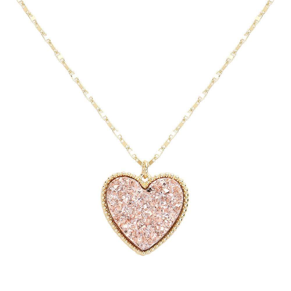 Druzy Heart Pendant Necklace - Madeline Love - Flyclothing LLC