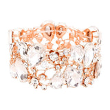 Glass Crystal Teardrop Floral Stretch Evening Bracelet - Madeline Love - Flyclothing LLC