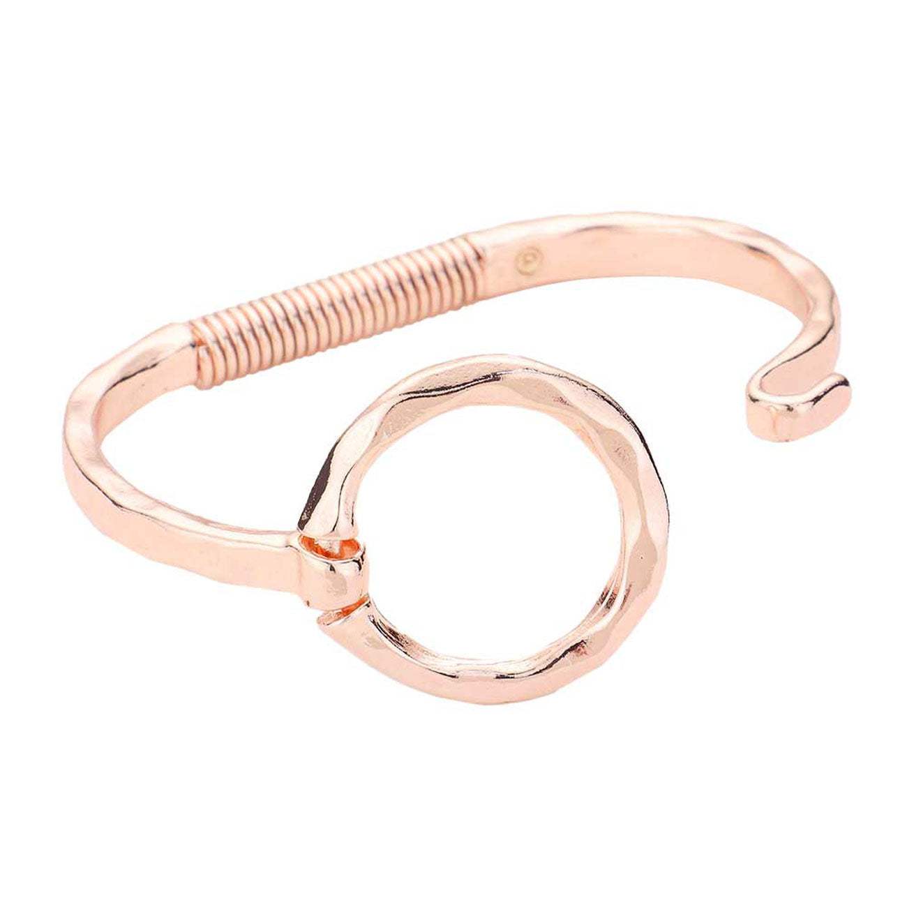 Hammered Open Metal Circle Hook Bracelet - Madeline Love - Flyclothing LLC