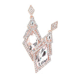 Oval Rhinestone Accented Dangle Evening Earrings - Madeline Love - Flyclothing LLC