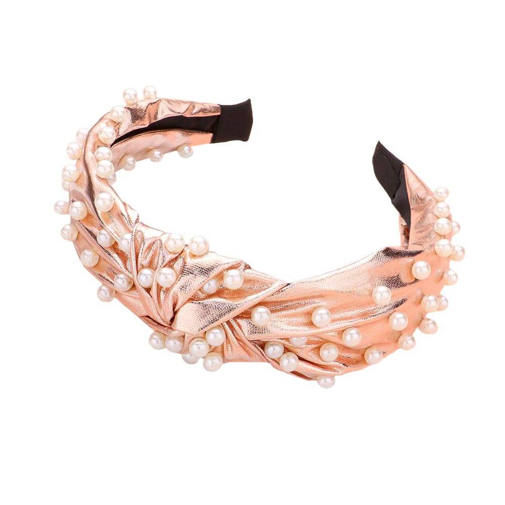 Pearl Embellished Burnout Knot Headband - Madeline Love - Flyclothing LLC