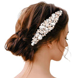 Pearl Multi Stone Embellished Flower Leaf Hair Comb - Madeline Love - Flyclothing LLC