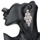 Rhinestone Pave Hexagon Link Statement Evening Earrings - Madeline Love - Flyclothing LLC