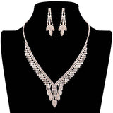 Rhinestone Pave Marquise Accented Necklace Earring Set - Madeline Love - Flyclothing LLC