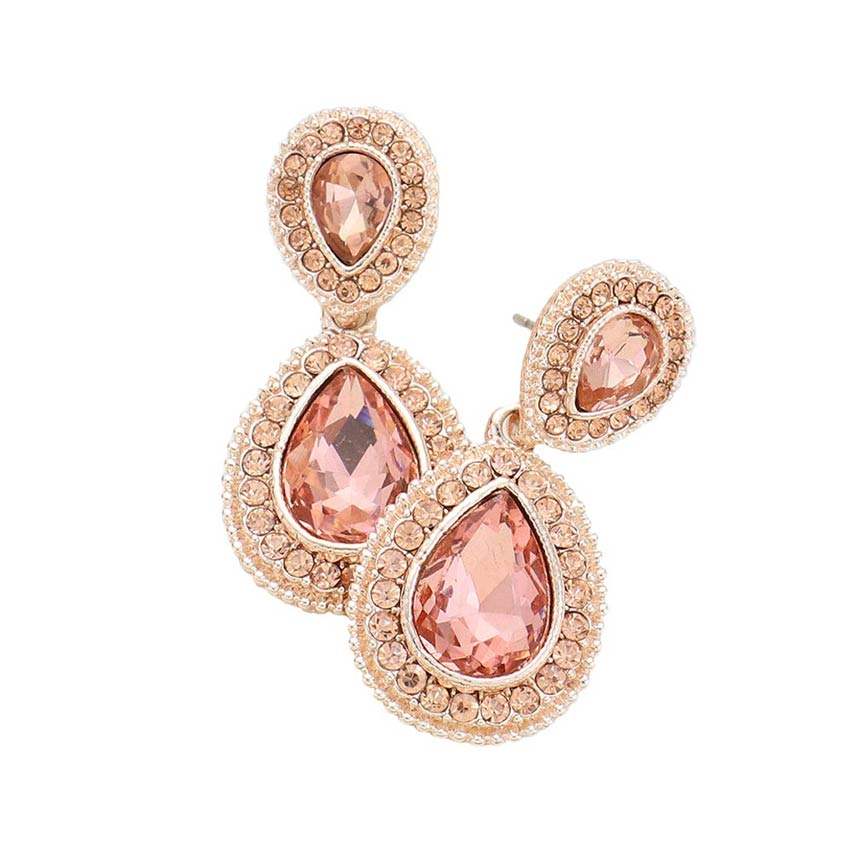 Rhinestone Trim Teardrop Evening Earrings - Madeline Love - Flyclothing LLC