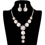 Round Stone Accented Evening Necklace Earring Set - Madeline Love - Flyclothing LLC