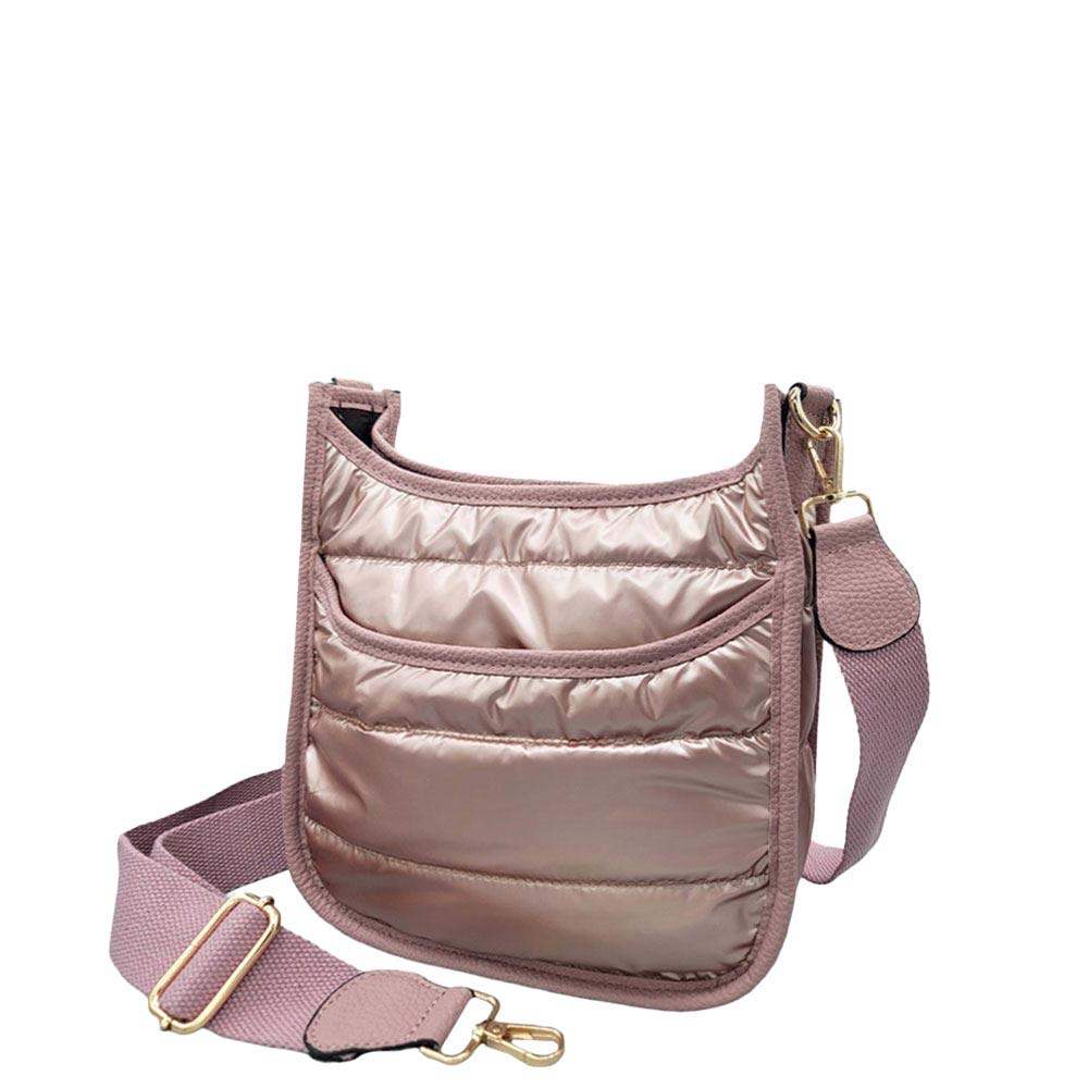 Solid Quilted Shiny Puffer Mini Crossbody Bag - Madeline Love - Flyclothing LLC