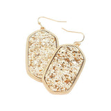 Sparkly Hexagon Frame Dangle Earrings - Madeline Love - Flyclothing LLC