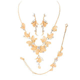 Stone Accented Metal Mesh Petal Jewelry Set - Madeline Love - Flyclothing LLC