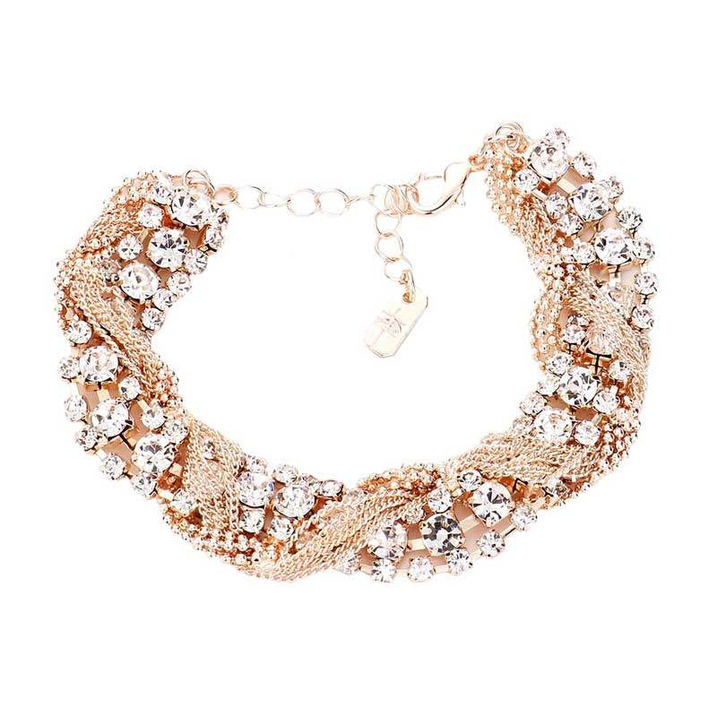 Tangled Chain Crystal Rhinestone Evening Bracelet - Madeline Love - Flyclothing LLC